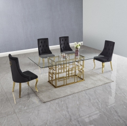 QUEENSONS Zenith (80" X 40") | Tempered Clear Glass Dining Table Only In Ontario In Gold