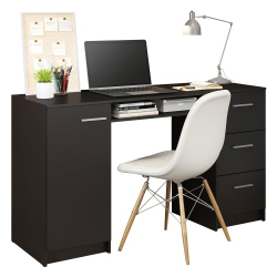 MADESA Home Office Computer Writing Desk With 3 Drawers, 1 Door And 1 Storage Shelf, Plenty Of Space, Wood, 18" D X 53" W X 30" H - In Black