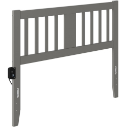 PEMBERLY ROW Full Spindle Headboard With USB Turbo Charger In In Gray