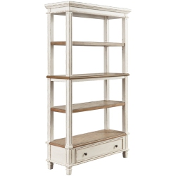ASHLEY FURNITURE Realyn 4 Shelf Bookcase In Antique And Brown In White