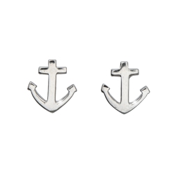AG STERLING - Sterling Anchor Stud Earrings In Silver