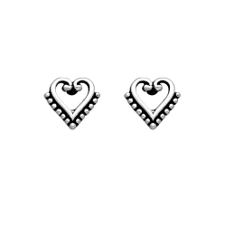 AG STERLING - Sterling Bali Heart Stud Earrings In Silver