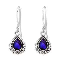 AG STERLING - Sterling Silver Abalone Teardrop Drop Earrings In Blue