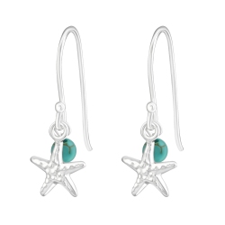 AG STERLING - Sterling Silver Starfish Imitation Earrings In Turquoise
