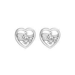 AG STERLING - Sterling Music Heart Stud Earrings In Silver