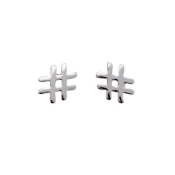 AG STERLING - Sterling Hashtag Stud Earrings In Silver