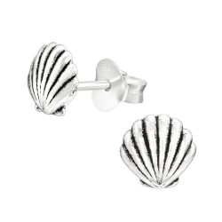 AG STERLING - Sterling Sea Shell Stud Earrings In Silver