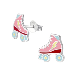 AG STERLING - Sterling Multi Colored Retro Roller Skate Stud Earrings In Silver