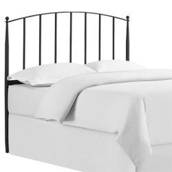 BOWERY HILL Full Queen Metal Spindle Headboard In Charcoal In Black