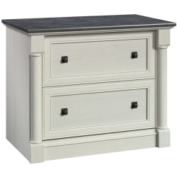 PEMBERLY ROW Engineered Wood Filing Cabinet In Glacier Oak/rosso Slate Accent