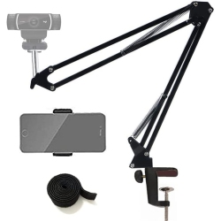 DOLAER Webcam Mount Phone Holder Suspension Scissor Arm Webcam Stand Camera Phone Tripod Holder for Cellphones, Logitech Webcam C920 C930 C922 C615