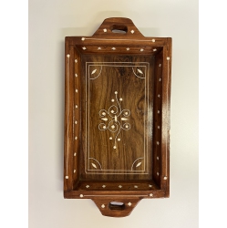 APEX GLOBAL Apexglobal Painted Wooden Serving Tray. Handcrafted Indian Rosewood Breakfast Serving Dish. 24 Cm X 7 Cm. Unique Gift Idea. Home Décor