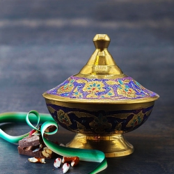 APEX GLOBAL Apexglobal Engraved Metal Colourful Mini Dish With Lid. Handcrafted Brass Small Decorative Snack/dip Bowl/plate. 11 Cm X 3 Cm