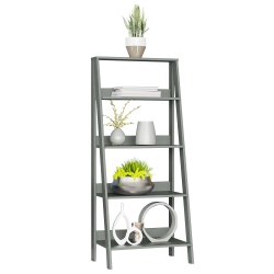 MADESA Modern 5-Tier Ladder Shelf Pantry Storage Space 24 Inch Wooden Free Standing Bookshelf Utility Shelves for Home Office Study Room And Kitchen