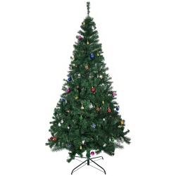 HOMCOM 7Ft Christmas Tree Artificial Xmas Holidays Party With Decoration Ornament In Green