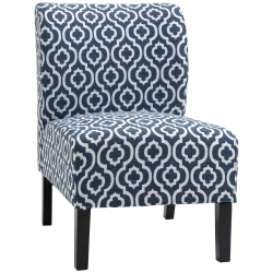 HOMCOM Armless Accent Chair for Bedroom, Upholstered Slipper Side Chair for Living Room With Wood Legs In Blue