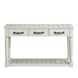 BOWERY HILL Farmhouse Styled Alabaster Sofa Table In Finish In White