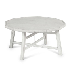 BOWERY HILL Modern Wood Cocktail Table In Distressed Alabaster In White