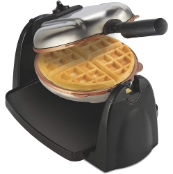 HAMILTON BEACH 26031 Belgian Waffle Maker With Removable Nonstick Plates, Single Flip, Ceramic Grids In Black