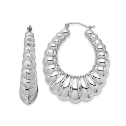 GEM AND HARMONY Fancy Hoop Earrings In Sterling In Silver