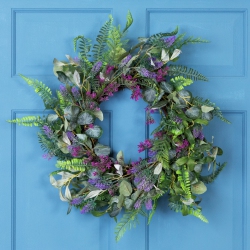 NORTHLIGHT Lavender And Mixed Foliage Artificial Floral Spring Wreath, Purple And - 22-Inch In Green