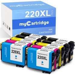 MYCARTRIDGE Epson T220 Ink | Mycartrkdge Remanufatured High Capacity & Standard Color -Cartridge 10- Pack (T220Xl-Bcs) In Black