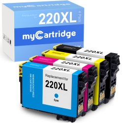 MYCARTRIDGE Epson T220 Ink | Mycartrkdge Remanufatured High Capacity & Standard Color -Cartridge 4- Pack (T220Xl-Bcs) In Black