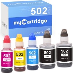 MYCARTRIDGE Epson T502 Ecotank -Ink | Compatible Ultra-High Capacity Bottle And Color-5 Pack In Black