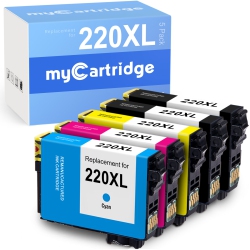 MYCARTRIDGE Epson T220 Ink | Mycartrkdge Remanufatured High Capacity & Standard Color -Cartridge 5- Pack (T220Xl-Bcs) In Black