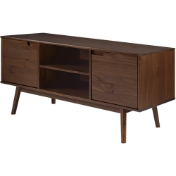 PEMBERLY ROW 58" 2-Door Solid Pine Wood Tv Console With Cutout Handles In Walnut