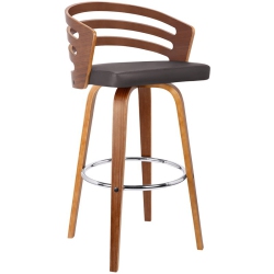 HAWTHORNE Collections 30" Modern Wood Swivel Bar Stool In Walnut