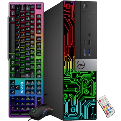 DELL Refurbished (Good) - Optiplex Customized RGB Lights Gaming Computer PC Intel I5 Quad-Core Processor Geforce Gt 1030 2GB 16GB Ram 256GB SSD