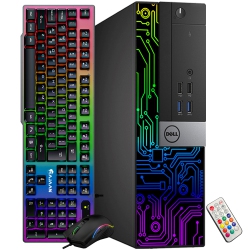 DELL Refurbished (Good) - Optiplex Desktop Customized RGB Lights Computer Intel I5 Quad-Core Processor 8GB Ram 256GB SSD Win 10 Pro Wifi, Hajaan
