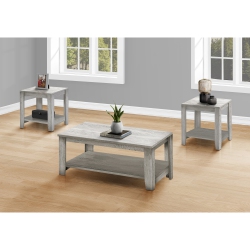 MONARCH SPECIALTIES I 7880P Table Set - 3PCs Set / Industrial In Grey