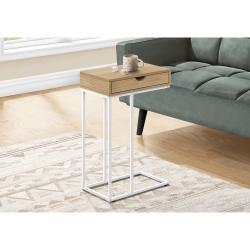 MONARCH SPECIALTIES I 3775 Accent Table - 25"h / Natural / Metal In White