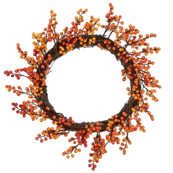 NORTHLIGHT And Orange Artificial Berry Artificial Thanksgiving Wreath, 18-Inch, Unlit In Red