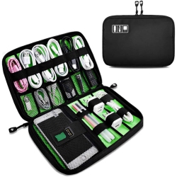 DOLAER Travel Electronics Organizer Cable Organizer Bag Electronics Accessories Case for USB, Chargers, Power Bank Etc. (Black)