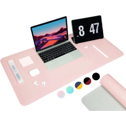 DOLAER Desk Pad, Large Office Mouse Mat 31.5" X 15.7", Waterproof Pu Leather Mouse Pad, Dual Side Desk Blotter Protector, Non-Slip Laptop Desk