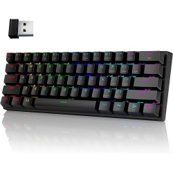 DOLAER 60% Wireless Mechanical Gaming Keyboard, 2.4G/USB-C/tooth Keyboard \w RGB Backlit, Clicky Switch, 61 Keys Portable Mini Keyboard for Windows