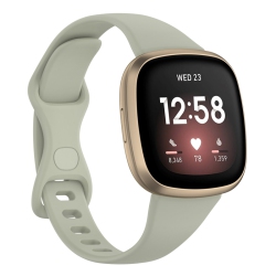 STRAPSCO Slim Silicone Rubber Band Strap for Fitbit Versa 3 - Short-Medium - In Grey