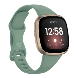 STRAPSCO Slim Silicone Rubber Band Strap for Fitbit Versa 3 - Short-Medium - Hunter In Green
