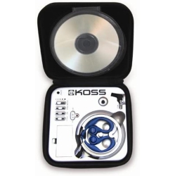 KOSS Stereophones With Sportclip Portable Amplifier With Built-In Equalizer 3.5MM With Carry Case Retractable Cord - & Black In Blue