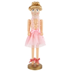 NUTCRACKER FACTORY 15.5" Tutu Blonde Wooden Ballerina Wooden Christmas Nutcracker In Pink