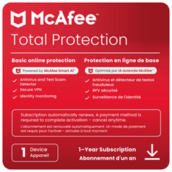 McAfee Total Protection (Windows/Mac/Android/iOS) - 3 Devices - 1 Year - Digital Download