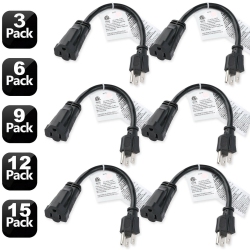 YELLOW-PRICE 3 Prong Male Plug to Female Socket Extension Cable 18 Awg Power Cord (3-12Pack)