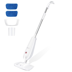 Costway 1100 W Electric Steam Mop Floor Steam Cleaner w/ Water Tank - 11'' x 5.5'' x 40.5''-50'' - Green