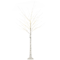HOMCOM 6 Ft Artificial Birch Tree Light With Pre-Lit Led Light for Home Party, Indoor And Covered Outdoor Use