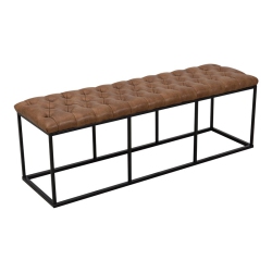 HOMEPOP Draper Modern Faux Leather Large Bench With Button Tufting In In Brown