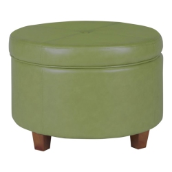 HOMEPOP Transitional Faux Leather Large Storage Ottoman In In Green