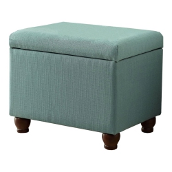 HOMEPOP Transitional Fabric Textured Medium Storage Ottoman In Aqua In Blue
